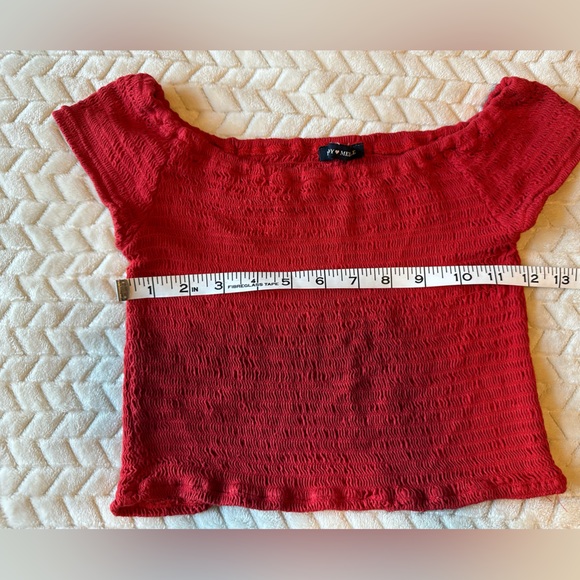 Brandy Melville Charlene Smocked Red Crop Top One Size - Picture 3 of 4